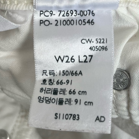 Levi’s Premium High Rise Ribcage Straight Leg Ankle Denim Jeans White US 26 - Picture 11 of 11